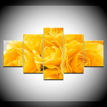 5 Kolektorių Modulinės Drobė Spausdinimo Geltonos Rožės Gėlių Sienos Meno Nuotrauką Drobė Paveikslų, Sienų Dekoracijos, Paveikslai, Namų Dekoro
