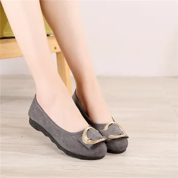 Pavasarį ir rudenį naujų Pekino audinys batai moteriški vieną batai, priešslydžio sistema mados apvalus mygtukas juodas minkštas vienintelis laisvalaikio batai