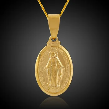 18Kc Aukso Užpildytas Berniukai Katalikų Italija Figaro Mergelės Marijos Mergaičių Pakabukas Kaklo Papuošalai su 19