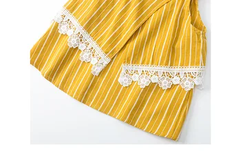 2020 metų vasaros nėriniai vaikų drabužiai mergaitėms dryžuotas kostiumas mados plonas dviejų dalių diržas tiktų gamintojas didmeninės