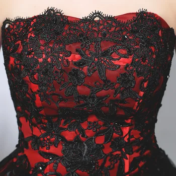 Chalatas De Soiree Gotika raudona ir juoda Žavesio linijos stebėjimo Motina Nuotakos suknelės teismas traukinio ypatinga proga-suknelė