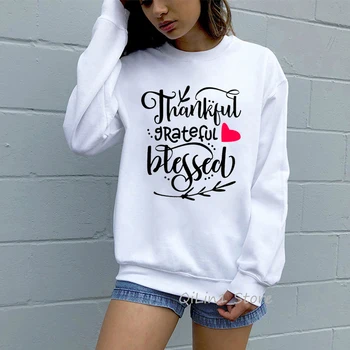 Žiemos 2020 dėkinga, dėkinga palaiminti raides, palaidinės moterims, mielas megztinis grafinis negabaritinių hoodies hoody ladies streetwear