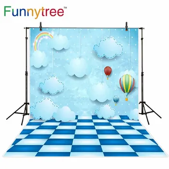 Funnytree sluoksnių fotografijos studija debesis, vaivorykštes karšto oro baliono dangus vaikas fone photobooth photocall spausdinti