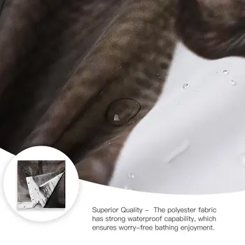 3D Skaitmeninė Spauda Žvejybos Kabliukai ant Medinių Dušo Užuolaidos Vandeniui Poliesterinio Audinio Vonios Apdaila Vonios Užuolaidos