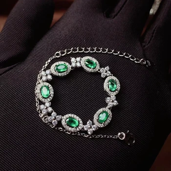 KJJEAXCMY fine jewelry gamtos Smaragdas 925 sterlingas sidabro naujas moterų rankos apyrankę paramos bandymo išskirtinį