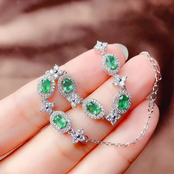 KJJEAXCMY fine jewelry gamtos Smaragdas 925 sterlingas sidabro naujas moterų rankos apyrankę paramos bandymo išskirtinį