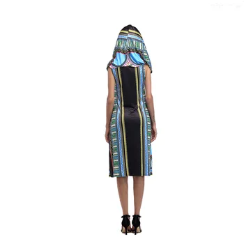 Moterų Tradiciniai Afrikos Suknelė Spausdinti Dashiki Bodycon Seksualus Rankovių Slim Su Gobtuvu Vasaros Suknelė Tinka atostogų
