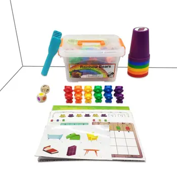 Puikus Skaičiuoti Tenka Su Krovimas Puodelių Rinkinys - Montessori Vaivorykštė Atitikimo Žaidimas GXMB
