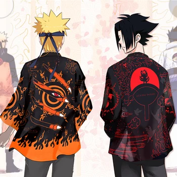 Naruto Cosplay Uchiha Sasuke Kostiumas Unisex Anime Naruto Uzumaki Megztinis Kailis Suaugusiųjų Drabužiai Vienas Dydis C58K231