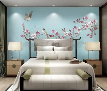 AINYOOUSEM Kinų stiliaus magnolia gėlių fone sienos tėtis peint papel de parede tapetai, 3d tapetai, tapetų