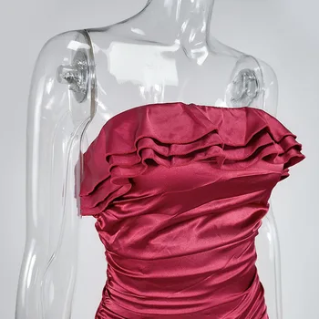 Pavasarį naują moterų suknelė mados aukštos juosmens susiėmę pečių stebėjimo iškirpte suvynioti krūtinės maišelį klubo sijonas