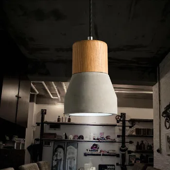 Modernus Nordic Sieniniai šviestuvai Loft Pakabukas Lempa, Mediena, cementas, lempų gaubtų šviestuvas, baras, Kavinė virtuvė šviesos Armatūra
