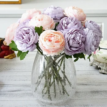 šilko rožės baltos dirbtinės gėlės, bijūnai, namų dekoravimo, rožinis bijūnas netikrą gėlės 