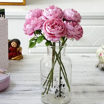 šilko rožės baltos dirbtinės gėlės, bijūnai, namų dekoravimo, rožinis bijūnas netikrą gėlės 