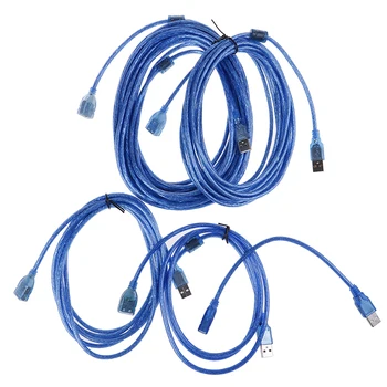 Skaidri Mėlyna USB 2.0 Išplėtimo Kabelių linijos Duomenų eilutė Vyrų ir moterų kabelis 0.3 m, 1,5 m, 3m ,5m,10m