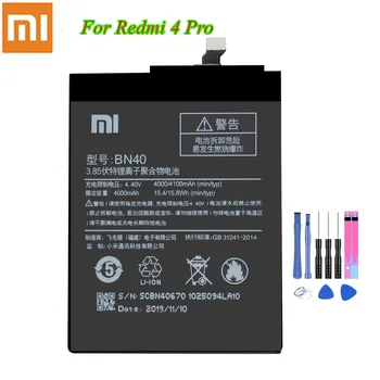 Originalus Xiao Mi Baterija BN40 Už Redmi 4 Pro Originali Xiaomi Batteria Už Redmi4 Pro Prime 4000/4100mAh Akku +Įrankiai