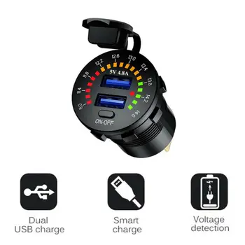 5V 4.8 Dual USB Car Greito Įkrovimo Kroviklis kištukinis Lizdas Su LED Voltmeter Ekranas atsparus Vandeniui, Greitai, Įkrovimo Adapteris