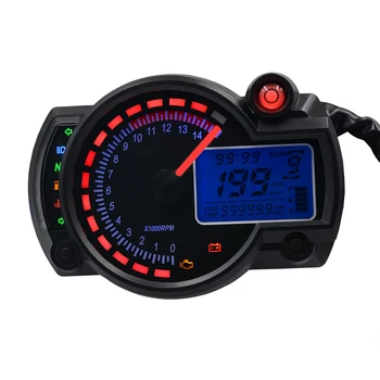 12V Motociklo Spidometras LCD Skaitmeninis Indikatorius rodo Spidometras, Tachometras, Odometras Motociklų Alyvos Matuoklis, Vandens Temperatūros Matuoklis