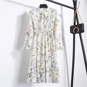17 Spalvų Pavasario Vasaros Suknelė 2020 Atsitiktinis Moterų Šifono Suknelė Ponios Ilgomis Rankovėmis Derliaus Paplūdimio Suknelės Moteriška Gėlių Sundress