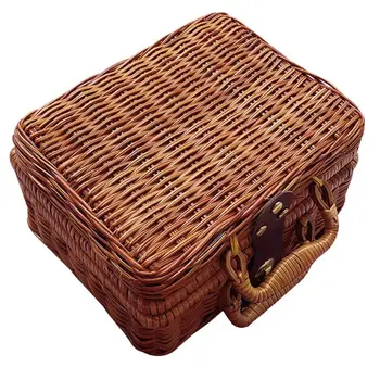 Rankų darbo Kelionės Iškylą Bambuko Mini Rotango Lagaminą Austi Vaisių Kosmetikos Maisto dėžutę