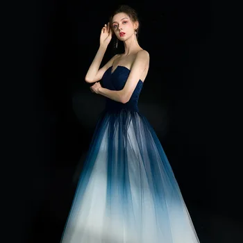 Visas Ilgis Backless Mėlyna Azijos Ilga Suknelė Vestidos Chinos Rytų Qipao Vakare Chalatai Klasikinis Šalis Suknelė, Dydis XS-XXL