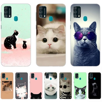 Silicio Atveju, Samsung Galaxy F41 Cute Kačių Animacinių filmų Aišku, Minkštos Tpu Apvalkalas F 41 Atveju 6.4