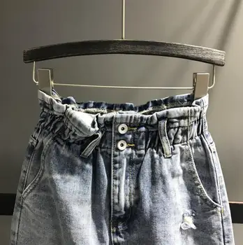 Pavasarį naujos mados aukštos juosmens džinsinio audinio sijonas moterims paketo hip-line džinsai sijonas r95