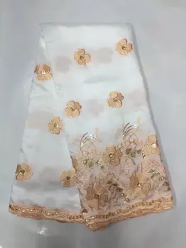 2017 m. NAUJOS Afrikos george nėrinių audiniai balta, pavyzdžiui, šilko, nėrinių medžiagos su blizgančiais gėlę nigerijos vestuvių dekoravimas 5 metrų