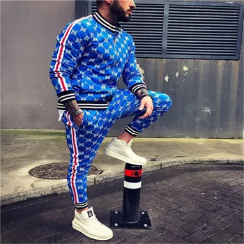 Naujas sportinis kostiumas Europos stiliaus madinga fitneso megztinis su užtrauktuku cardigan laisvalaikio kostiumas vyriški sportiniai