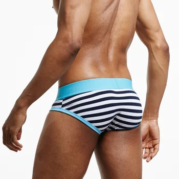 SEEINNER Prekės Men 's Underwear Medvilnės Minkštas Mažai-waisted U Išlenkto Dizaino Dryžuotas Sexy Men' S Kelnės