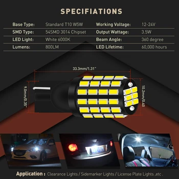 2vnt T10 W5W Canbus led lemputes 168 194 Klaidų led automobilio Posūkio Signalo Licenciją Plokštelės Šviesos Ford Focus 1 2 Fiesta Mondeo