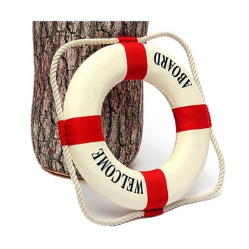 1 Vnt Putų Jūrmylių Gyvenimo Lifebuoy Žiedas Valties Raudona 14cm & 1 Vnt Lipdukas Vonios 