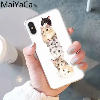 MaiYaCa Katė Mielas Kačiukas Catling Silikono Juoda Telefono dėklas skirtas iPhone 12 8 7 6 6S Plus X XS MAX 5 5S SE XR 12 11 pro promax
