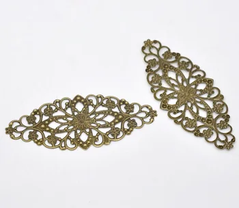 DoreenBeads Cinko metalo lydinio Puošmenų Išvadas Ovalo Antikvariniai Bronzos Gėlių Tuščiaviduriai Modelis 8cm(3 1/8