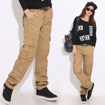Karinės Medvilnės Krovinių Kelnės Moterims Treniruotės Atsitiktinis multi-kišenės streetwear Porų Kelnes Armijos Žalioji Juodos Kelnės Chaki