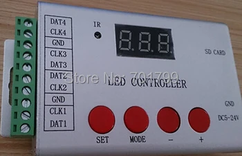 LED IR programuojamas SD full valdytojas;parama, DMX512,TM1812,WS2811,WS2812 ir pan.; 4 uostų ratai 6144 pikselių