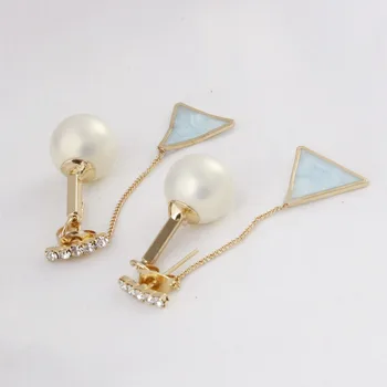 Šiandien naujausios korėjos ponios pearl trikampis kutas išskirtinį ilgi auskarai mergaites-geriausia dovana