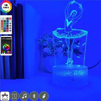 7 Spalvų Led 3D Vizualinį Naktį Žibintai Baleto Šokėjas Vaikams Miega Dekoro Lempa, Gimtadienis, Kalėdos Šalis Žaislą Dovanų Laikrodis Bazės Lempos