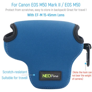 Neopreno Fotoaparato Dėklas Case Bag for Canon EOS M50 Mark II/EOS M50 Su EF-M 15-45mm Lęšių
