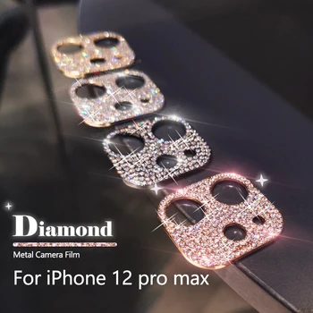 IPhone 12 Pro Prabangūs Blizgučiai 3D Diamond Bling kalnų krištolas Fotoaparato Objektyvą Protector, iPhone 12 Pro Max 12mini Kamera Atveju Žiedas