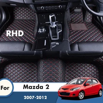 RHD Automobilio Grindų Kilimėliai Mazda 2 2012 2011 2010 2009 2008 2007 Dirbtinės Odos Kilimai Stiliaus Auto Interjero Priedai Apima