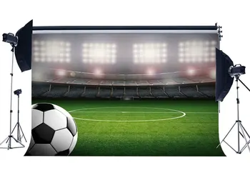 Futbolo Srityje Fone Patalpų Stadionas Bokeh Scenos Šviesos Žalia Žolė, Pieva, Sporto Rungtynės Fotografijos Fone