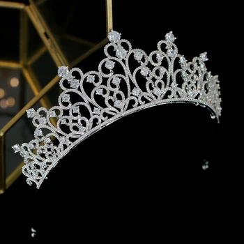 Aukštos klasės cirkonis vestuvių karūnos, plaukų aksesuarai, plaukų aksesuarai, vestuviniai laja / galvos apdangalai, mermaid karūna crystal crown