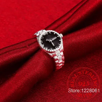 2019 Nauja 925 Sterlingas Sidabro Žiūri Formos Juodo Emalio Fine Jewelry Vestuvių Piršto Žiedą, Moterims Anel Feminino