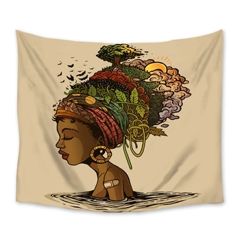 Gobelenas Afrikos Moterų Spalvinga Miško Plaukų Meno Gobelenai Sienos Meno Hipių Miegamojo Kambarį Bendrabučio Sienos Kabo Mesti Lovatiesė