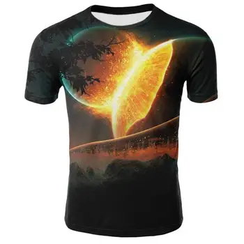 3D Spalvinga Žvaigždėtas Dangus 2021 M. Vasarą Naujas Vyrų, Moterų ir Vaikų Mados Vasaros trumparankoviai marškinėliai Atsitiktinis Gatvės T-shirt