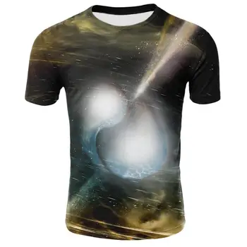 3D Spalvinga Žvaigždėtas Dangus 2021 M. Vasarą Naujas Vyrų, Moterų ir Vaikų Mados Vasaros trumparankoviai marškinėliai Atsitiktinis Gatvės T-shirt