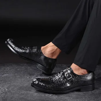 Linshe krokodilo Odos rankinė batai vyrų verslo Apvalios galvos oda apačioje Vestuvių batų vyrai suknelė bateliai