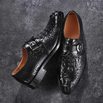 Linshe krokodilo Odos rankinė batai vyrų verslo Apvalios galvos oda apačioje Vestuvių batų vyrai suknelė bateliai