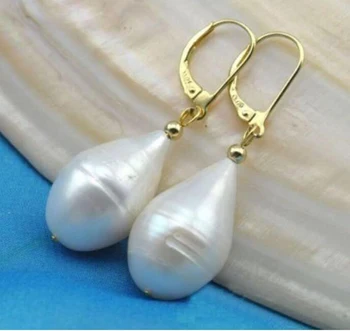 Bauda Papuošalai, Auskarai, Lašas Auskarai 10-kaip 14mm AAA Akoya baltos spalvos natūralių perlų auskarai